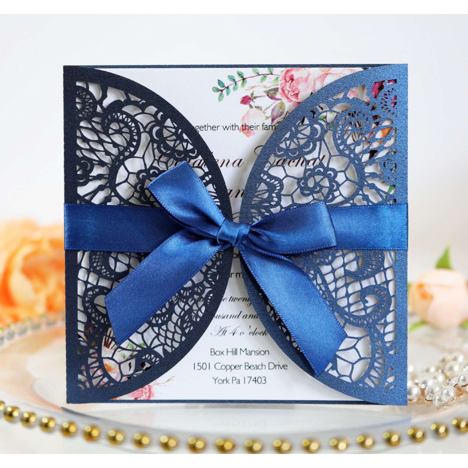 Elegant Invitation Card Square Wedding Card Holiday Greeting Card Laser Cut 